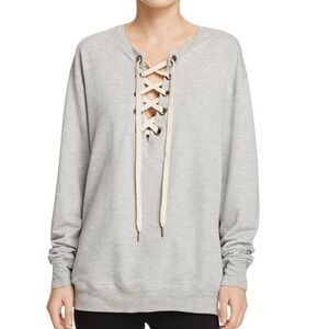NEW Project Social T Terrycloth Lace Up Sweatshirt in Grey